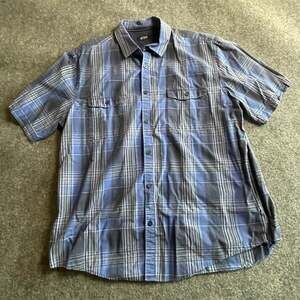 Alfani Men's Blue Plaid Short Sleeve Button-Up Shirt, Regular Fit, Size XL